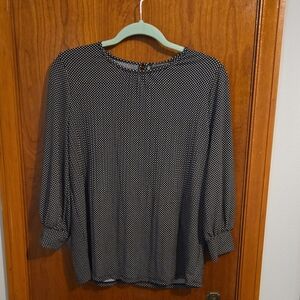 Adrianna Papell Black and White Dotted Blouse